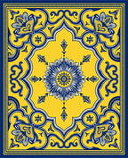 Ornate Yellow And Blue Floral Pattern Rug