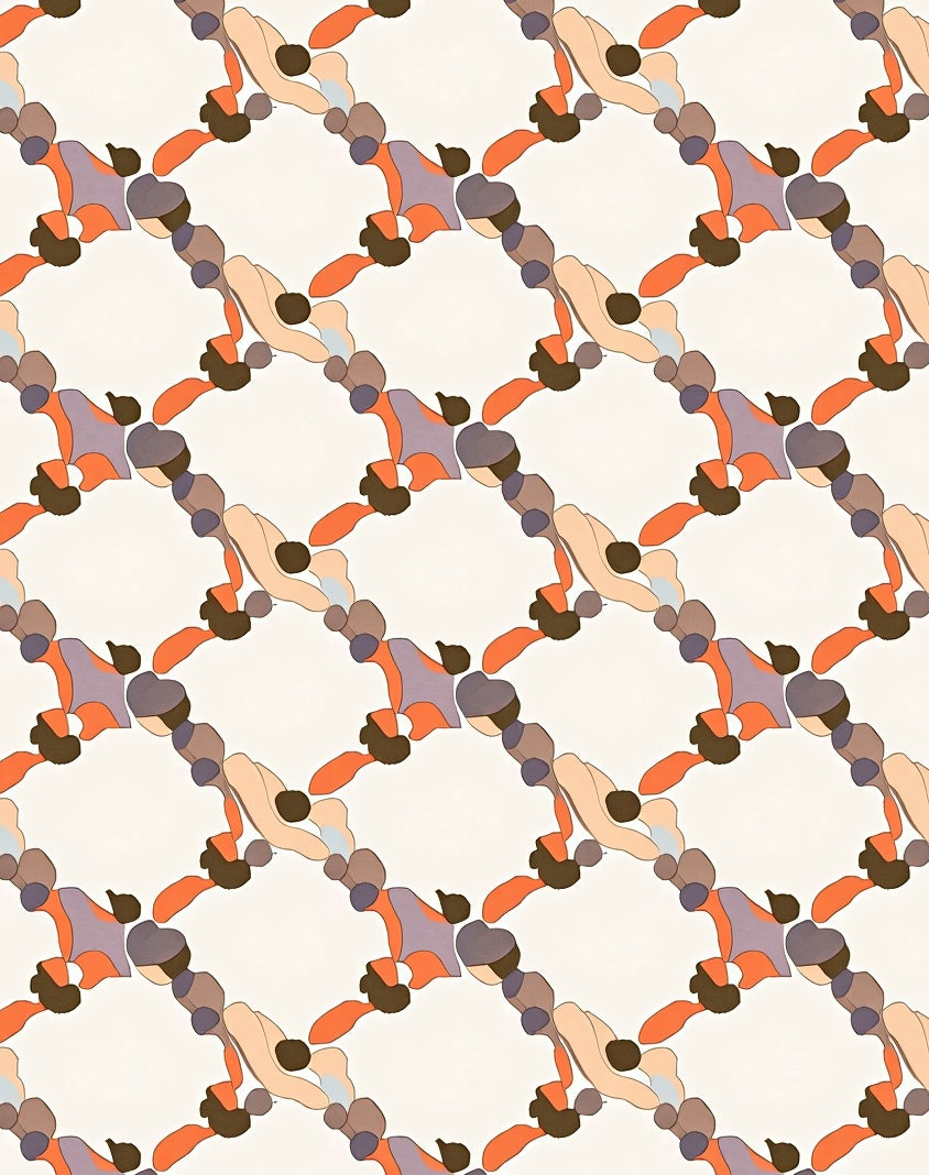 Abstract Organic Interlocking Shape Rug