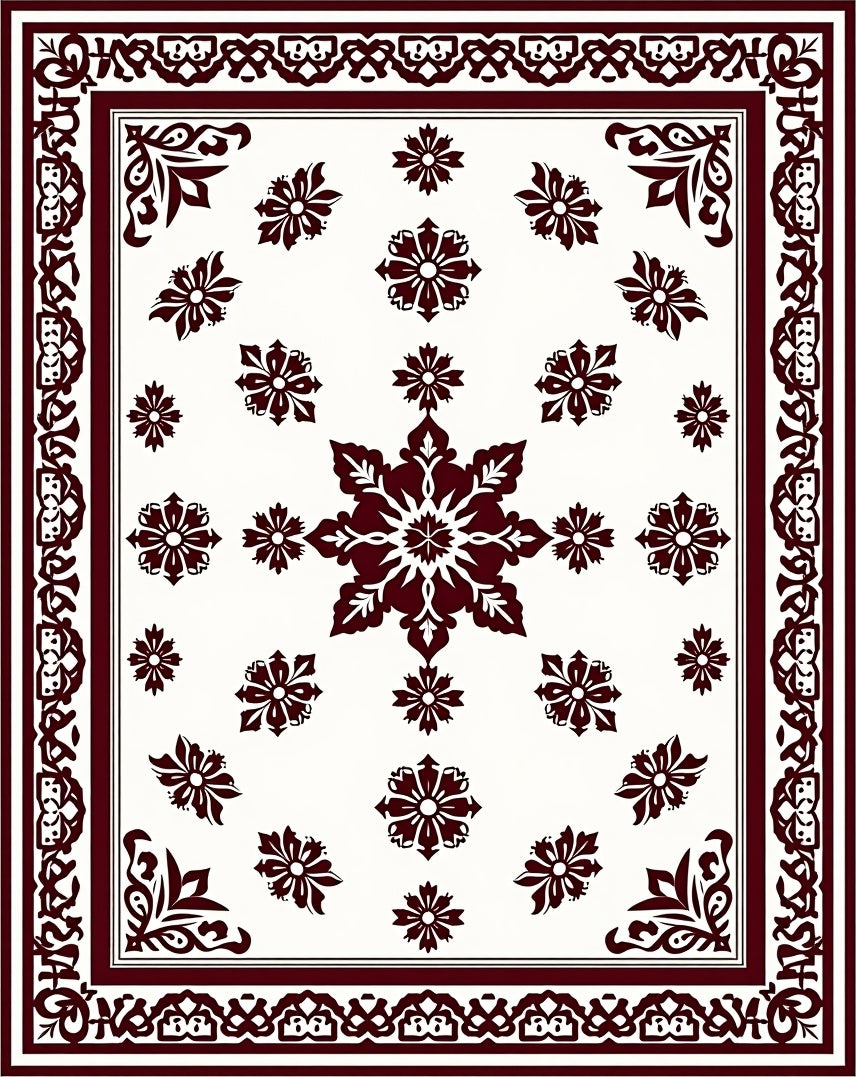 Classic Floral Medallion Pattern Print Rug