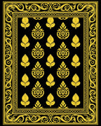 Ornate Gold and Black Paisley Pattern Rug