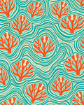Coral and Wave Abstract Pattern Rug