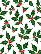 Festive Green Holly Berry Sprigs Rug