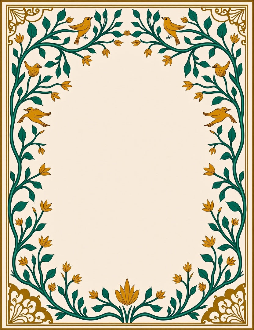 Floral Birds Vine Design Rug