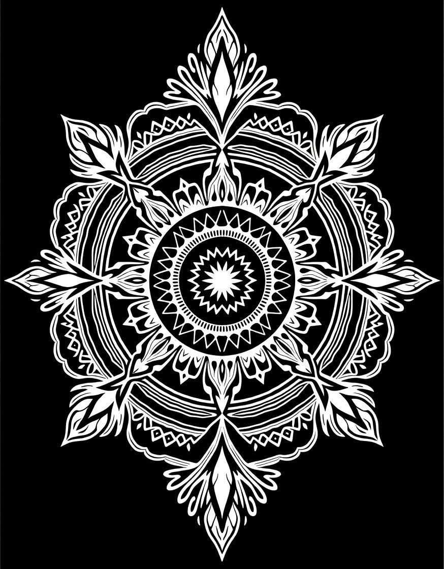 Intricate White Lace Mandala Pattern Rug