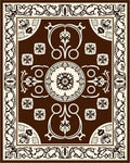 Vintage Floral Scrollwork Rich Brown Rug
