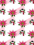 Pink Snowman Christmas Poinsettia Rug