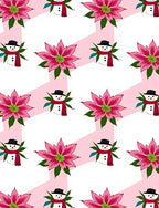 Pink Snowman Christmas Poinsettia Rug