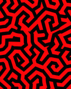 Bold Red Black Maze Pattern Rug
