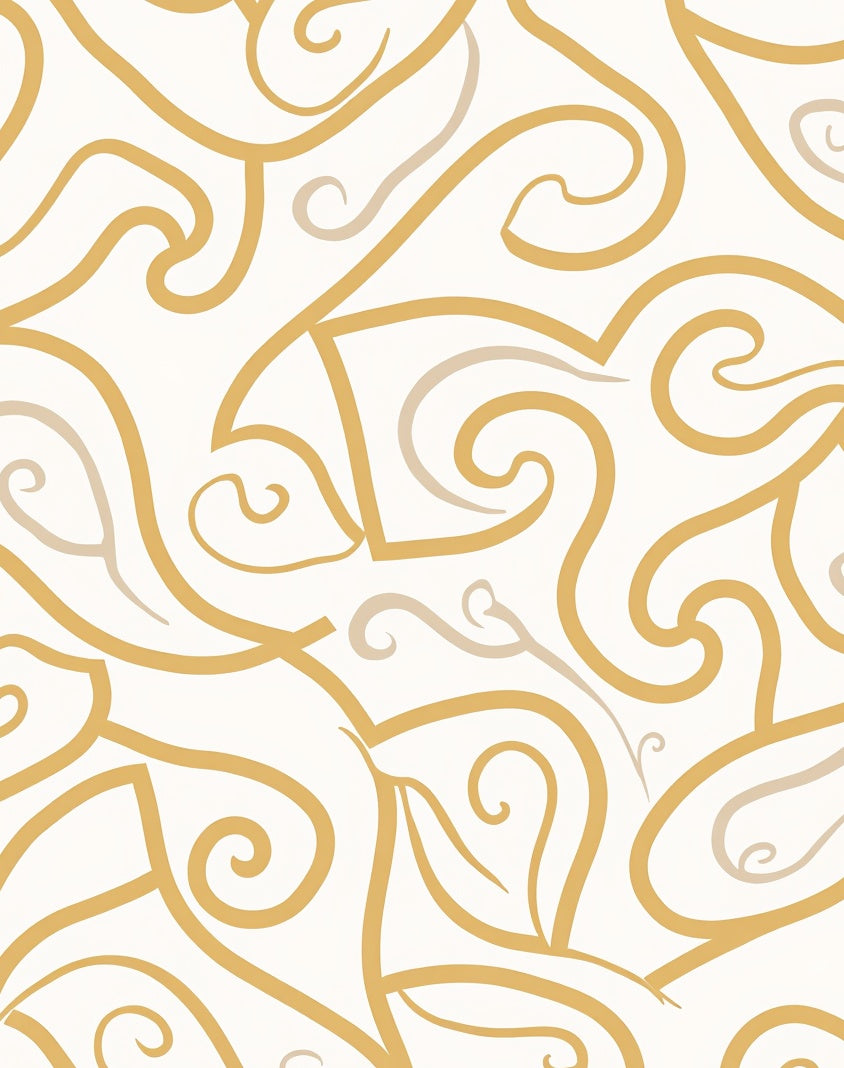 Abstract Yellow Swirl Pattern Design Rug