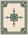 Dark Green Ornamental Floral Style Rug