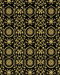 Golden Black Floral Medallion Symmetry Rug