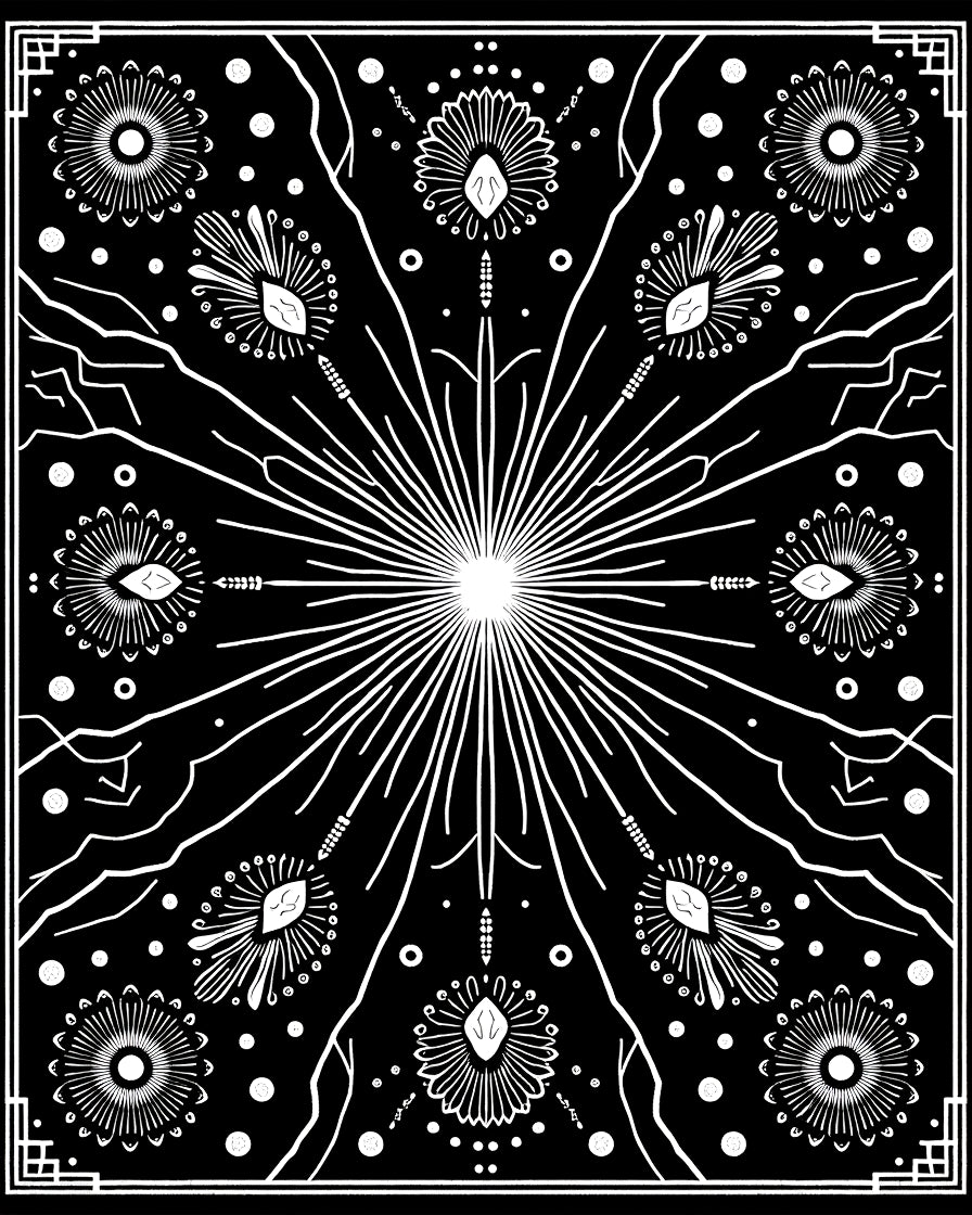 Celestial Sun Starburst Floral Rug