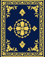 Royal Blue Gold Floral Emblem Rug