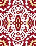 Symmetrical Red Cream Floral Pattern Rug