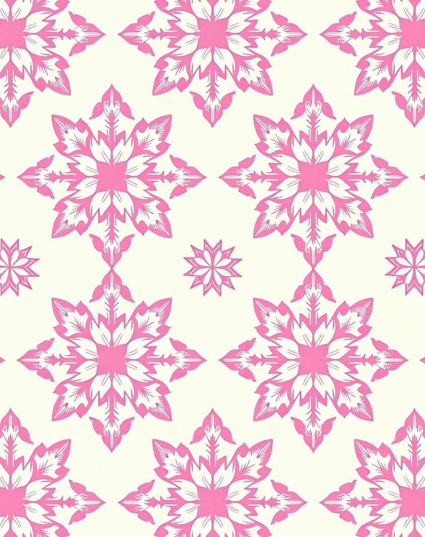 Pink Floral Starburst Pattern Rug
