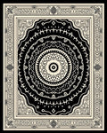 Intricate Radial Black Ivory Pattern Rug