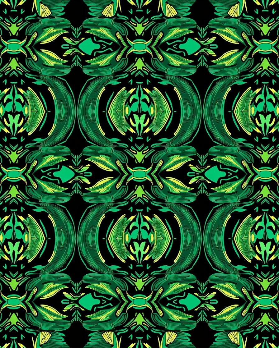 Lush Green Exotic Floral Pattern Rug
