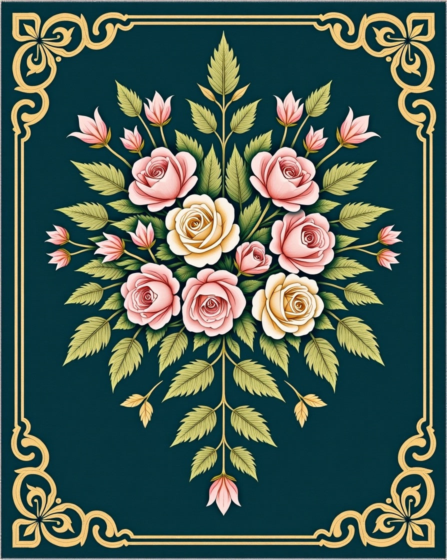 Ornate Floral Bouquet Design Rug