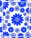 Bold Blue Floral Pattern Design Rug
