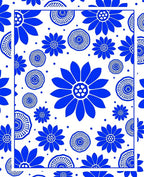 Bold Blue Floral Pattern Design Rug