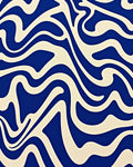 Blue Cream Swirls Pattern Rug