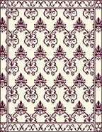 Ornate Damask Patterned Burgundy Design Rug