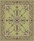 Olive Green Floral Scrollwork Design Rug