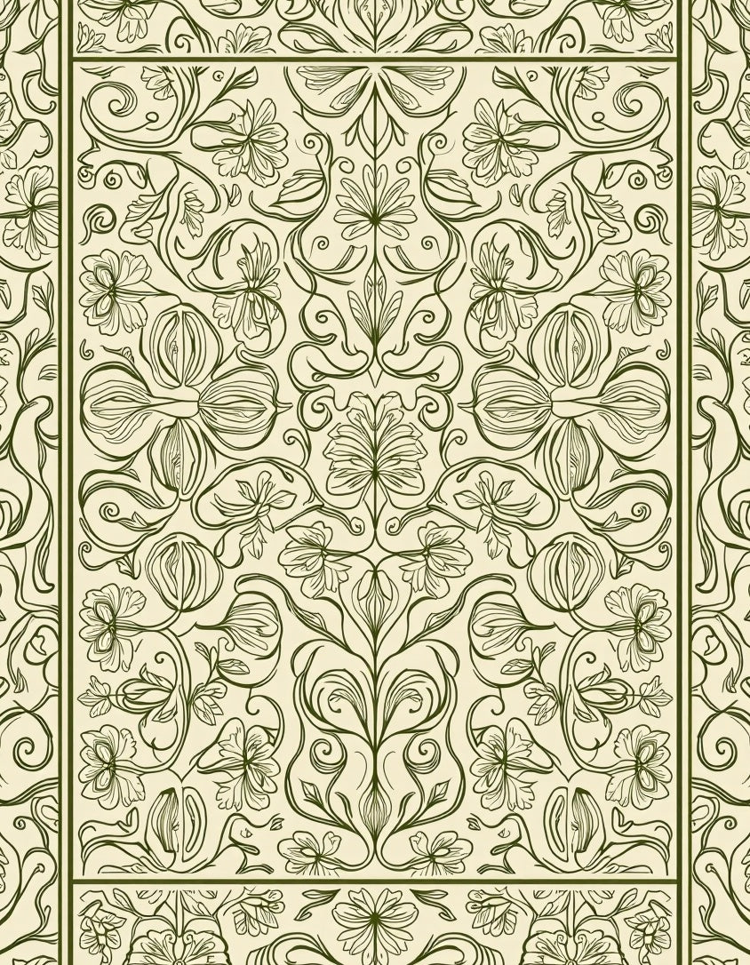 Art Nouveau Floral Swirl Design Rug