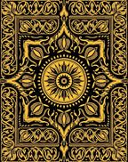 Golden Floral Medallion Patterned Rug