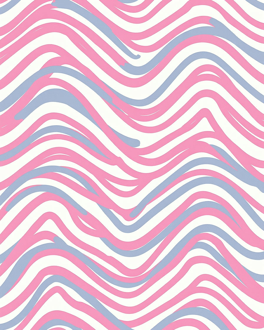 Pink Blue Wave Pattern Rug