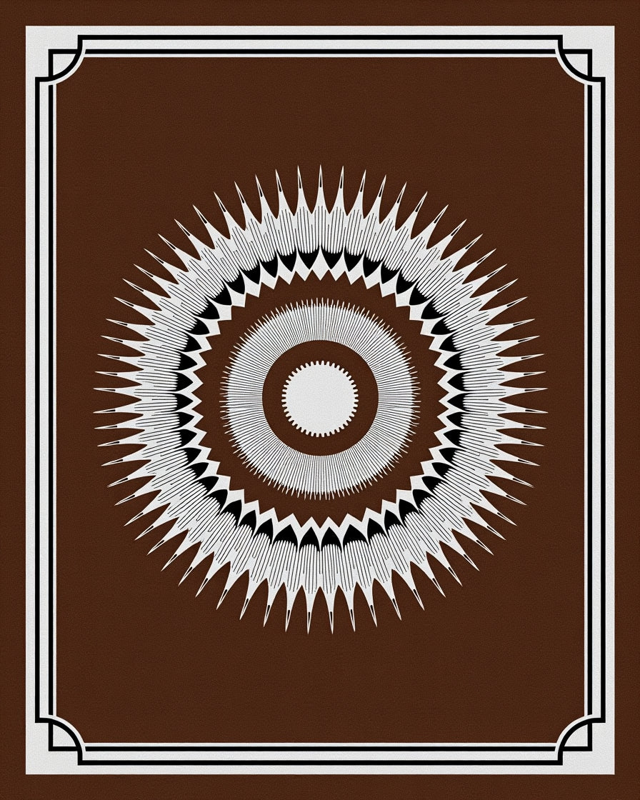 Radial Sunburst With Geometric Border Rug