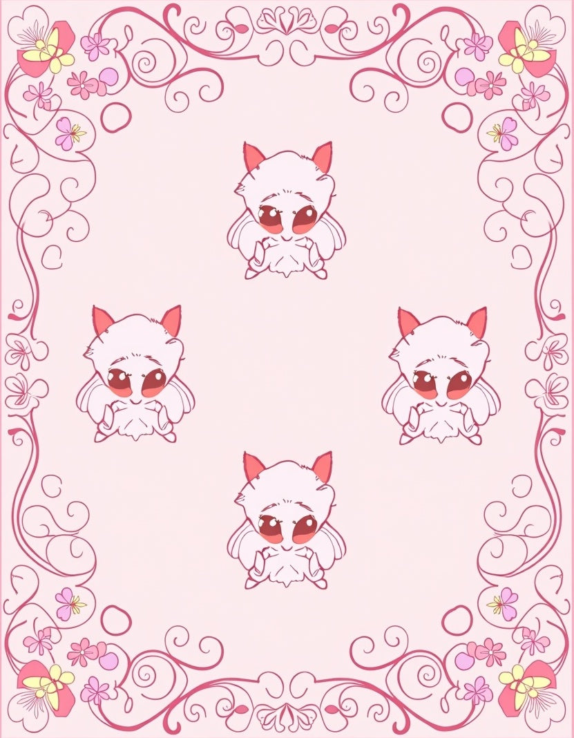 Cute Creature Floral Swirl Pattern Rug