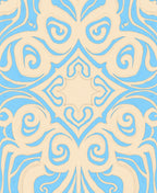Elegant Blue Swirl Pattern Tile Rug