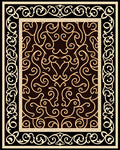 Ornate Scrollwork Black Beige Design Rug