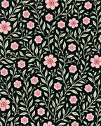 Vintage Pink Floral Vine Pattern Rug