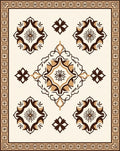 Elegant Tan and Brown Floral Pattern Rug