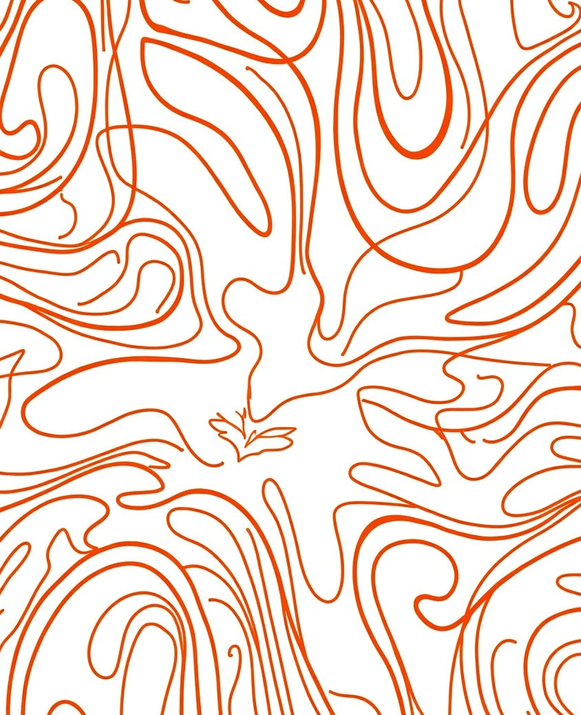 Flowing Orange Abstract Swirl Pattern Rug
