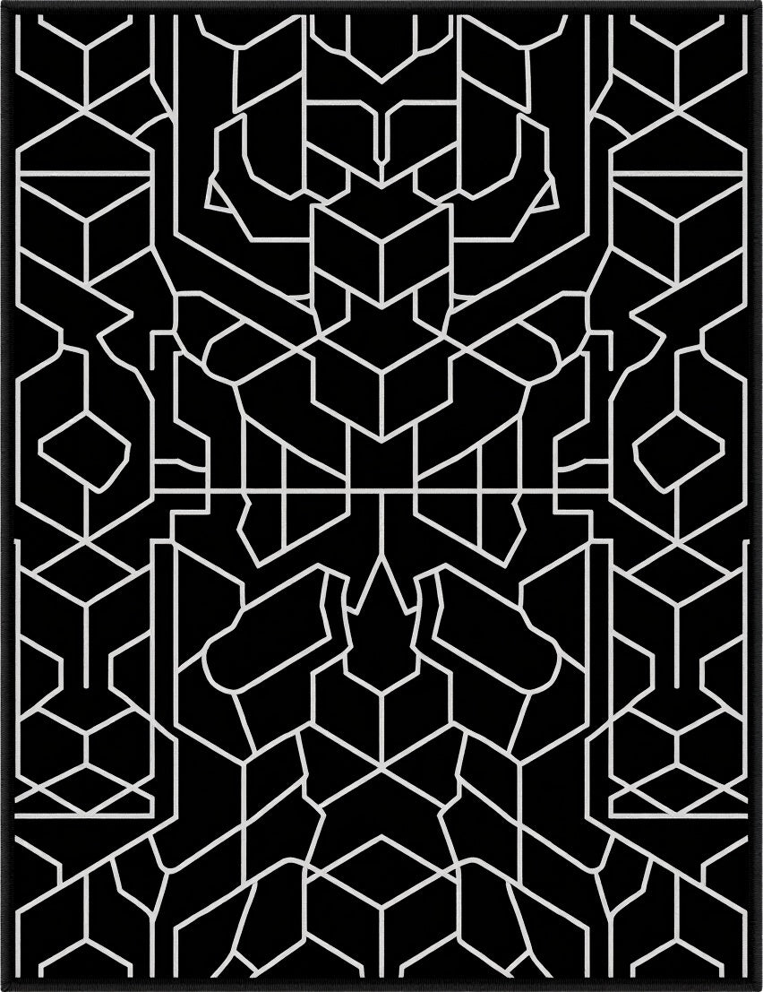Black White Geometric Abstract Art Rug