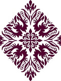 Ornate Burgundy Floral Damask Rug