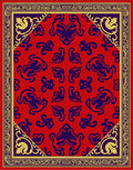 Ornate Red Blue Floral Frame Rug