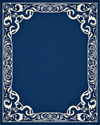 Classic Blue White Floral Border Rug