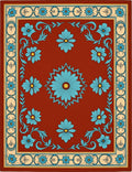 Terracotta Floral Swirl Motif Rug