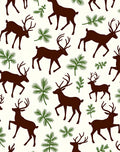 Dark Brown Deer Pine Sprig Scatter Rug