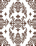 Dark Brown Floral Damask Pattern Rug