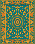 Teal Gold Intricate Floral Medallion Design Rug