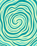 Teal Wavy Swirl Pattern Rug