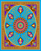 Vibrant Floral Medallion Geometric Design Rich Rug