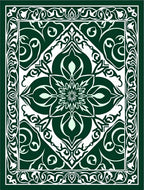 Dark Green Abstract Floral Pattern Rug