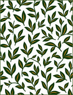 Green Leafy Branch Patterned Rug