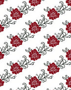 Deep Red Floral Vine Pattern Rug